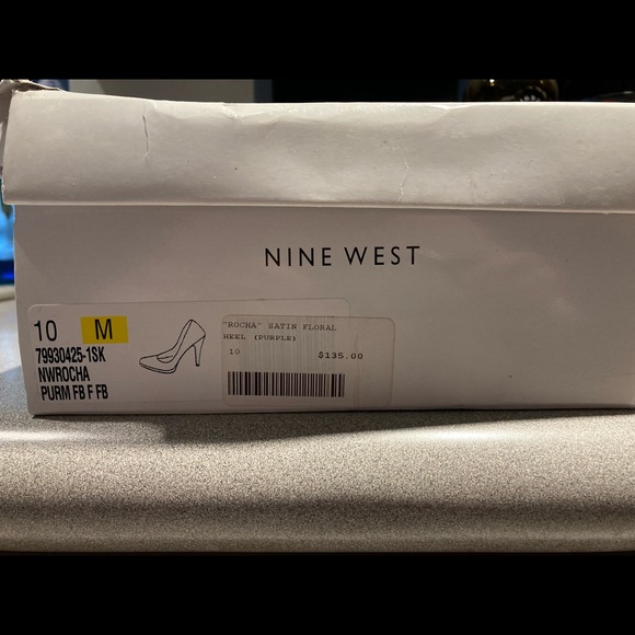 Nine West ‘Rocha’ Satin Purple Floral Heel Sz 10 - Picture 10 of 12